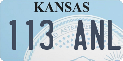 KS license plate 113ANL