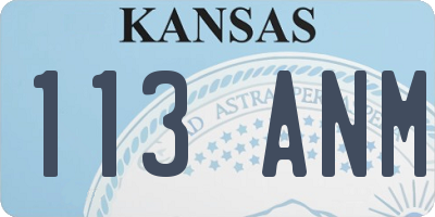KS license plate 113ANM