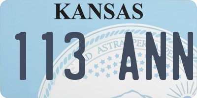 KS license plate 113ANN