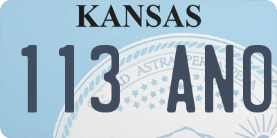 KS license plate 113ANO