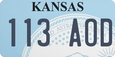 KS license plate 113AOD