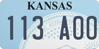 KS license plate 113AOO