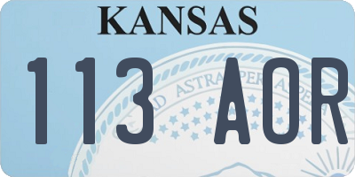 KS license plate 113AOR
