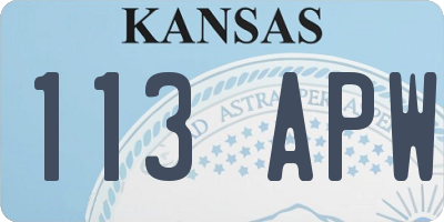 KS license plate 113APW