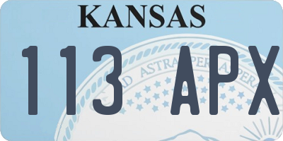 KS license plate 113APX