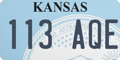 KS license plate 113AQE