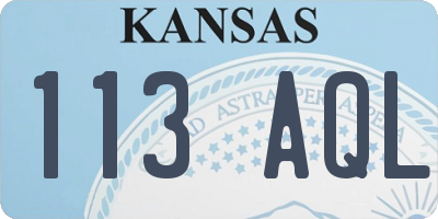 KS license plate 113AQL