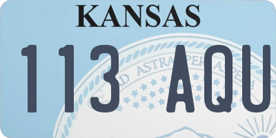 KS license plate 113AQU