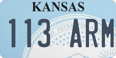 KS license plate 113ARM