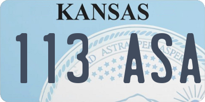 KS license plate 113ASA