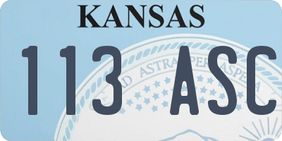 KS license plate 113ASC