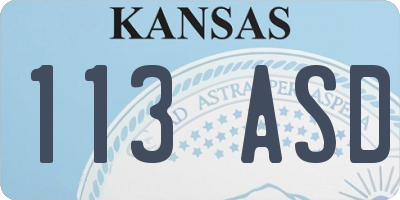 KS license plate 113ASD