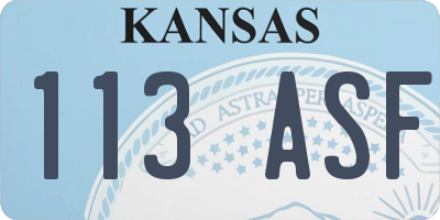 KS license plate 113ASF