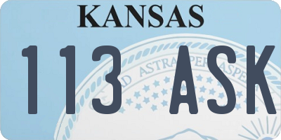 KS license plate 113ASK