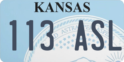 KS license plate 113ASL