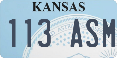KS license plate 113ASM