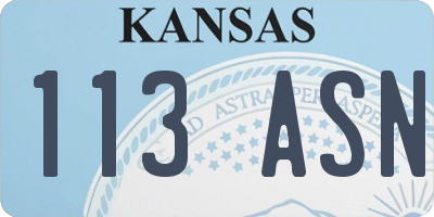 KS license plate 113ASN