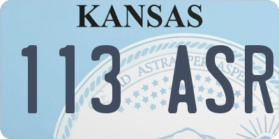 KS license plate 113ASR