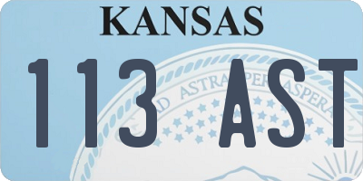KS license plate 113AST