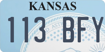 KS license plate 113BFY