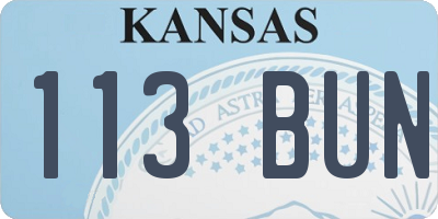 KS license plate 113BUN