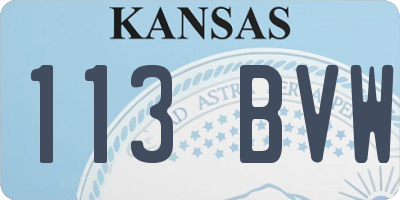 KS license plate 113BVW
