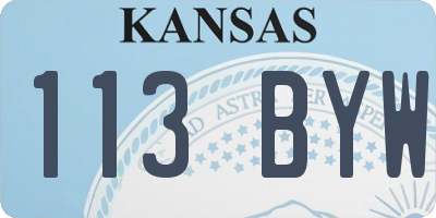 KS license plate 113BYW