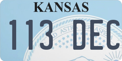 KS license plate 113DEC
