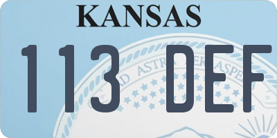 KS license plate 113DEF