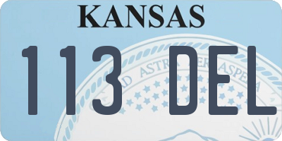 KS license plate 113DEL