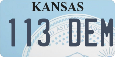 KS license plate 113DEM