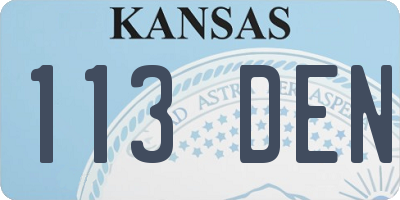 KS license plate 113DEN