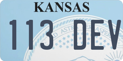 KS license plate 113DEV