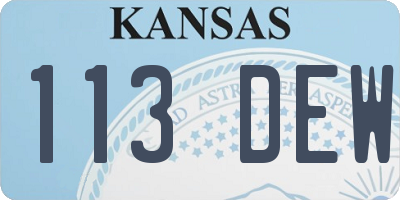 KS license plate 113DEW