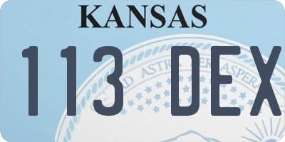 KS license plate 113DEX