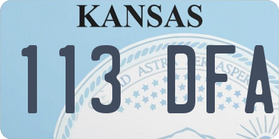KS license plate 113DFA