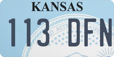 KS license plate 113DFN