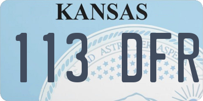 KS license plate 113DFR