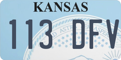 KS license plate 113DFV