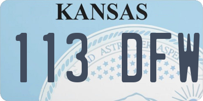 KS license plate 113DFW