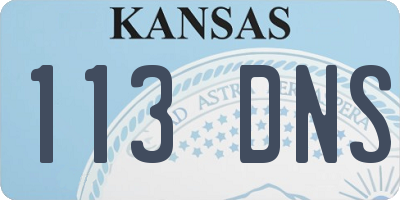 KS license plate 113DNS