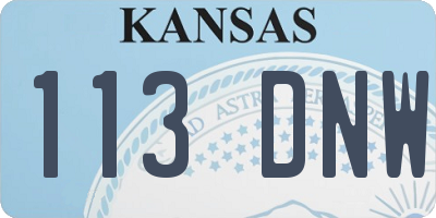 KS license plate 113DNW