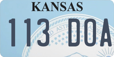 KS license plate 113DOA