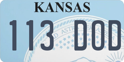 KS license plate 113DOD