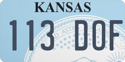 KS license plate 113DOF