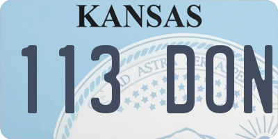 KS license plate 113DON