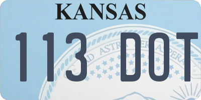 KS license plate 113DOT