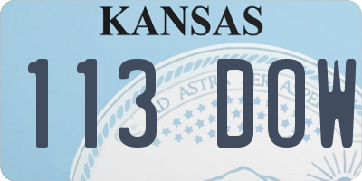 KS license plate 113DOW