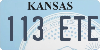 KS license plate 113ETE