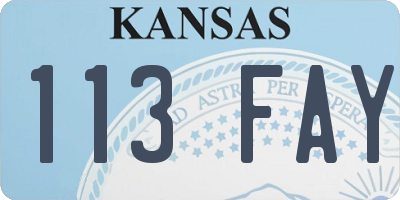 KS license plate 113FAY